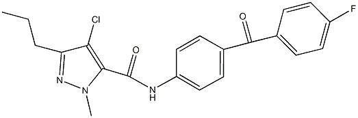4-chloro-N-[4-(4-fluorobenzoyl)phenyl]-1-methyl-3-propyl-1H-pyrazole-5-carboxamide 化学構造式