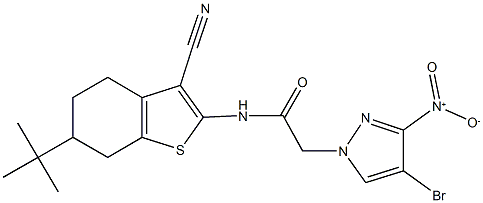 2-{4-bromo-3-nitro-1H-pyrazol-1-yl}-N-(6-tert-butyl-3-cyano-4,5,6,7-tetrahydro-1-benzothien-2-yl)acetamide Structure