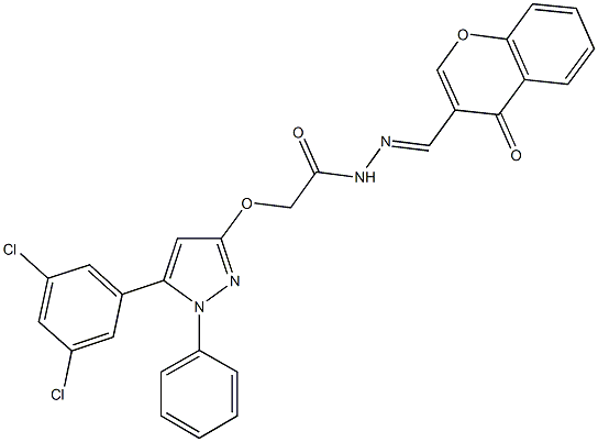 2-{[5-(3,5-dichlorophenyl)-1-phenyl-1H-pyrazol-3-yl]oxy}-N'-[(4-oxo-4H-chromen-3-yl)methylene]acetohydrazide Structure