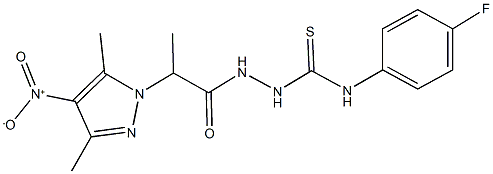 N-(4-fluorophenyl)-2-(2-{4-nitro-3,5-dimethyl-1H-pyrazol-1-yl}propanoyl)hydrazinecarbothioamide 结构式