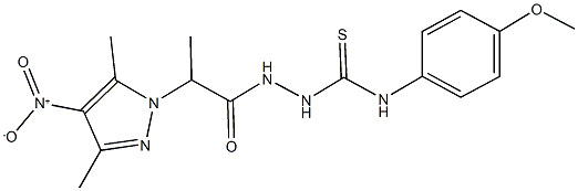 2-(2-{4-nitro-3,5-dimethyl-1H-pyrazol-1-yl}propanoyl)-N-(4-methoxyphenyl)hydrazinecarbothioamide 化学構造式