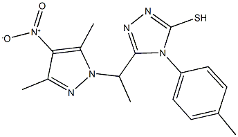 3-(1-{4-nitro-3,5-dimethyl-1H-pyrazol-1-yl}ethyl)-4-(4-methylphenyl)-5-sulfanyl-4H-1,2,4-triazole,957490-02-7,结构式