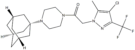 1-(1-adamantyl)-4-{[4-chloro-5-methyl-3-(trifluoromethyl)-1H-pyrazol-1-yl]acetyl}piperazine Struktur