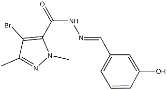 4-bromo-N'-(3-hydroxybenzylidene)-1,3-dimethyl-1H-pyrazole-5-carbohydrazide Struktur