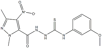 2-({4-nitro-1,3-dimethyl-1H-pyrazol-5-yl}carbonyl)-N-(3-methoxyphenyl)hydrazinecarbothioamide Structure