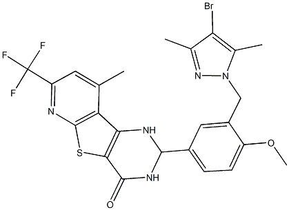 2-{3-[(4-bromo-3,5-dimethyl-1H-pyrazol-1-yl)methyl]-4-methoxyphenyl}-9-methyl-7-(trifluoromethyl)-2,3-dihydropyrido[3',2':4,5]thieno[3,2-d]pyrimidin-4(1H)-one Struktur