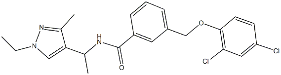 3-[(2,4-dichlorophenoxy)methyl]-N-[1-(1-ethyl-3-methyl-1H-pyrazol-4-yl)ethyl]benzamide 化学構造式