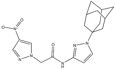 N-[1-(1-adamantyl)-1H-pyrazol-3-yl]-2-{4-nitro-1H-pyrazol-1-yl}acetamide 结构式