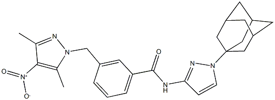 N-[1-(1-adamantyl)-1H-pyrazol-3-yl]-3-({4-nitro-3,5-dimethyl-1H-pyrazol-1-yl}methyl)benzamide 结构式