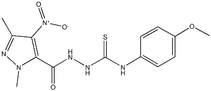 2-({4-nitro-1,3-dimethyl-1H-pyrazol-5-yl}carbonyl)-N-(4-methoxyphenyl)hydrazinecarbothioamide Structure