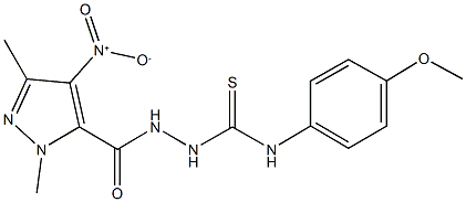 2-({4-nitro-1,3-dimethyl-1H-pyrazol-5-yl}carbonyl)-N-(4-methoxyphenyl)hydrazinecarbothioamide 结构式