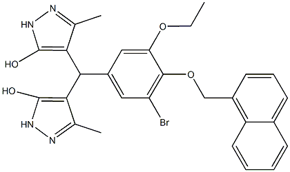 4-[[3-bromo-5-ethoxy-4-(1-naphthylmethoxy)phenyl](5-hydroxy-3-methyl-1H-pyrazol-4-yl)methyl]-3-methyl-1H-pyrazol-5-ol Structure