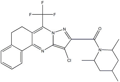 11-chloro-7-(trifluoromethyl)-10-[(2,4,6-trimethyl-1-piperidinyl)carbonyl]-5,6-dihydrobenzo[h]pyrazolo[5,1-b]quinazoline 结构式