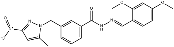 N'-(2,4-dimethoxybenzylidene)-3-({3-nitro-5-methyl-1H-pyrazol-1-yl}methyl)benzohydrazide Structure