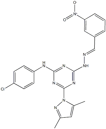 3-nitrobenzaldehyde [4-(4-chloroanilino)-6-(3,5-dimethyl-1H-pyrazol-1-yl)-1,3,5-triazin-2-yl]hydrazone Structure