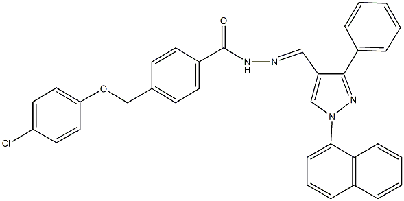 4-[(4-chlorophenoxy)methyl]-N'-{[1-(1-naphthyl)-3-phenyl-1H-pyrazol-4-yl]methylene}benzohydrazide 结构式
