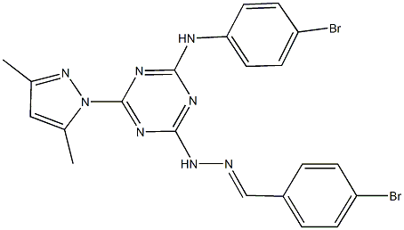 4-bromobenzaldehyde [4-(4-bromoanilino)-6-(3,5-dimethyl-1H-pyrazol-1-yl)-1,3,5-triazin-2-yl]hydrazone Structure