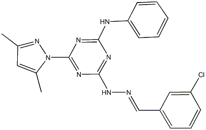 3-chlorobenzaldehyde [4-anilino-6-(3,5-dimethyl-1H-pyrazol-1-yl)-1,3,5-triazin-2-yl]hydrazone Structure