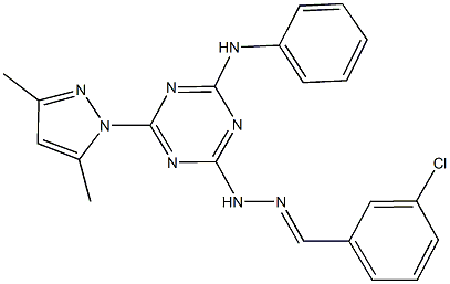 3-chlorobenzaldehyde [4-anilino-6-(3,5-dimethyl-1H-pyrazol-1-yl)-1,3,5-triazin-2-yl]hydrazone,957491-85-9,结构式