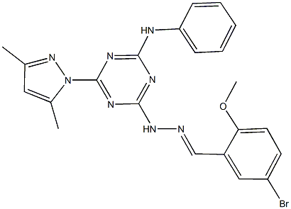 5-bromo-2-methoxybenzaldehyde [4-anilino-6-(3,5-dimethyl-1H-pyrazol-1-yl)-1,3,5-triazin-2-yl]hydrazone Structure