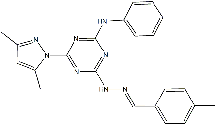 4-methylbenzaldehyde [4-anilino-6-(3,5-dimethyl-1H-pyrazol-1-yl)-1,3,5-triazin-2-yl]hydrazone,957491-91-7,结构式