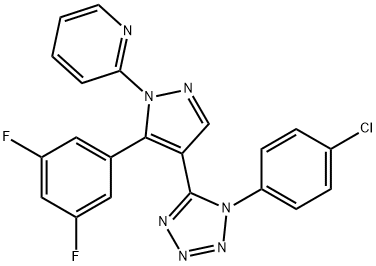 2-[4-[1-(4-chlorophenyl)-1H-tetraazol-5-yl]-5-(3,5-difluorophenyl)-1H-pyrazol-1-yl]pyridine Structure