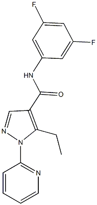 N-(3,5-difluorophenyl)-5-ethyl-1-(2-pyridinyl)-1H-pyrazole-4-carboxamide Struktur