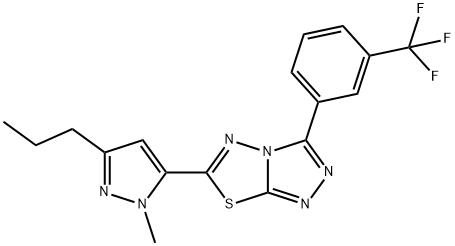 6-(1-methyl-3-propyl-1H-pyrazol-5-yl)-3-[3-(trifluoromethyl)phenyl][1,2,4]triazolo[3,4-b][1,3,4]thiadiazole 化学構造式