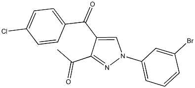 1-[1-(3-bromophenyl)-4-(4-chlorobenzoyl)-1H-pyrazol-3-yl]ethanone Struktur