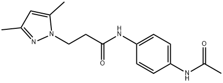 N-[4-(acetylamino)phenyl]-3-(3,5-dimethyl-1H-pyrazol-1-yl)propanamide 结构式