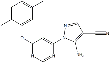 5-amino-1-[6-(2,5-dimethylphenoxy)-4-pyrimidinyl]-1H-pyrazole-4-carbonitrile Struktur