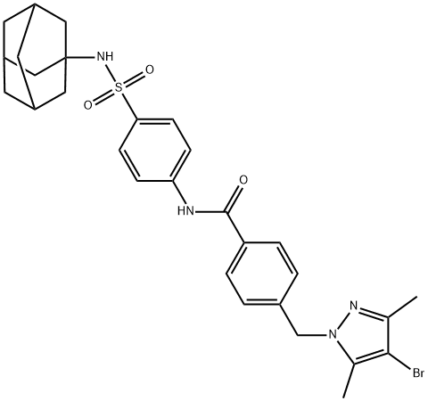 N-{4-[(1-adamantylamino)sulfonyl]phenyl}-4-[(4-bromo-3,5-dimethyl-1H-pyrazol-1-yl)methyl]benzamide Struktur