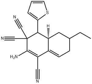 2-amino-6-ethyl-4-(2-thienyl)-4a,5,6,7-tetrahydro-1,3,3(4H)-naphthalenetricarbonitrile 结构式