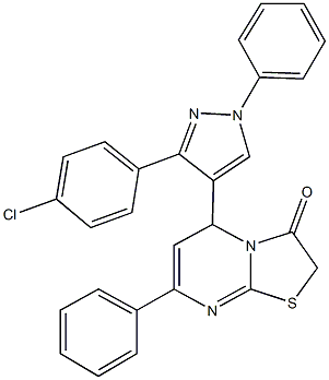957497-43-7 5-[3-(4-chlorophenyl)-1-phenyl-1H-pyrazol-4-yl]-7-phenyl-5H-[1,3]thiazolo[3,2-a]pyrimidin-3(2H)-one