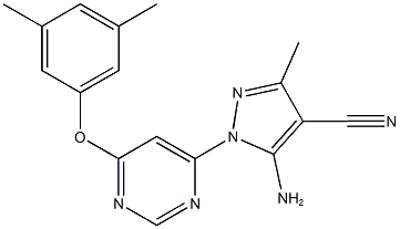 5-amino-1-[6-(3,5-dimethylphenoxy)-4-pyrimidinyl]-3-methyl-1H-pyrazole-4-carbonitrile Struktur
