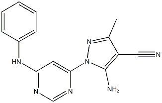 5-amino-1-(6-anilino-4-pyrimidinyl)-3-methyl-1H-pyrazole-4-carbonitrile 化学構造式