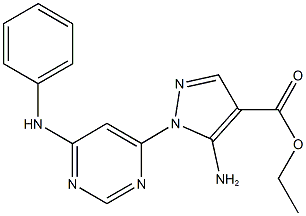 ethyl 5-amino-1-(6-anilino-4-pyrimidinyl)-1H-pyrazole-4-carboxylate,957497-76-6,结构式