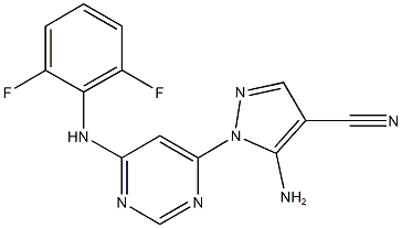 5-amino-1-[6-(2,6-difluoroanilino)-4-pyrimidinyl]-1H-pyrazole-4-carbonitrile 化学構造式