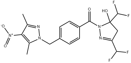 3,5-bis(difluoromethyl)-1-[4-({4-nitro-3,5-dimethyl-1H-pyrazol-1-yl}methyl)benzoyl]-4,5-dihydro-1H-pyrazol-5-ol|