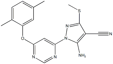 5-amino-1-[6-(2,5-dimethylphenoxy)-4-pyrimidinyl]-3-(methylsulfanyl)-1H-pyrazole-4-carbonitrile 结构式
