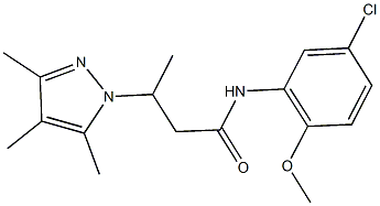 N-(5-chloro-2-methoxyphenyl)-3-(3,4,5-trimethyl-1H-pyrazol-1-yl)butanamide 化学構造式