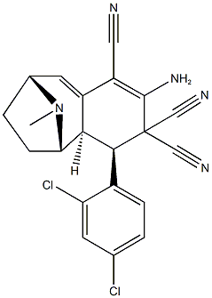 5-amino-3-(2,4-dichlorophenyl)-12-methyl-12-azatricyclo[7.2.1.0~2,7~]dodeca-5,7-diene-4,4,6-tricarbonitrile,957498-33-8,结构式