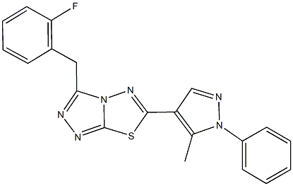 3-(2-fluorobenzyl)-6-(5-methyl-1-phenyl-1H-pyrazol-4-yl)[1,2,4]triazolo[3,4-b][1,3,4]thiadiazole 结构式