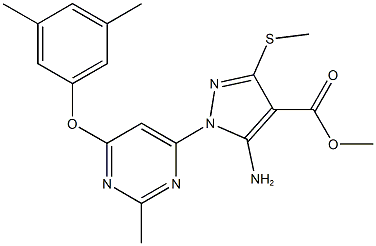 methyl 5-amino-1-[6-(3,5-dimethylphenoxy)-2-methyl-4-pyrimidinyl]-3-(methylsulfanyl)-1H-pyrazole-4-carboxylate,957498-55-4,结构式
