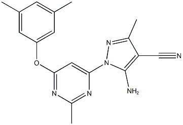 5-amino-1-[6-(3,5-dimethylphenoxy)-2-methyl-4-pyrimidinyl]-3-methyl-1H-pyrazole-4-carbonitrile 结构式