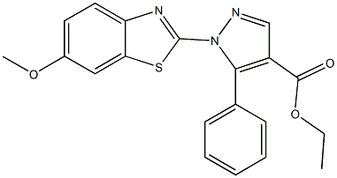 ethyl 1-(6-methoxy-1,3-benzothiazol-2-yl)-5-phenyl-1H-pyrazole-4-carboxylate Structure