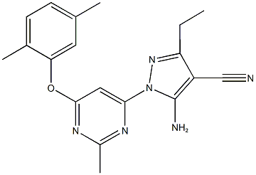 5-amino-1-[6-(2,5-dimethylphenoxy)-2-methyl-4-pyrimidinyl]-3-ethyl-1H-pyrazole-4-carbonitrile 化学構造式