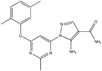 5-amino-1-[6-(2,5-dimethylphenoxy)-2-methyl-4-pyrimidinyl]-1H-pyrazole-4-carboxamide Struktur