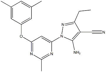 5-amino-1-[6-(3,5-dimethylphenoxy)-2-methyl-4-pyrimidinyl]-3-ethyl-1H-pyrazole-4-carbonitrile,957498-75-8,结构式