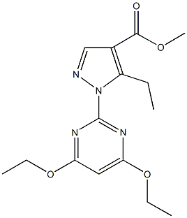 methyl 1-(4,6-diethoxy-2-pyrimidinyl)-5-ethyl-1H-pyrazole-4-carboxylate Struktur